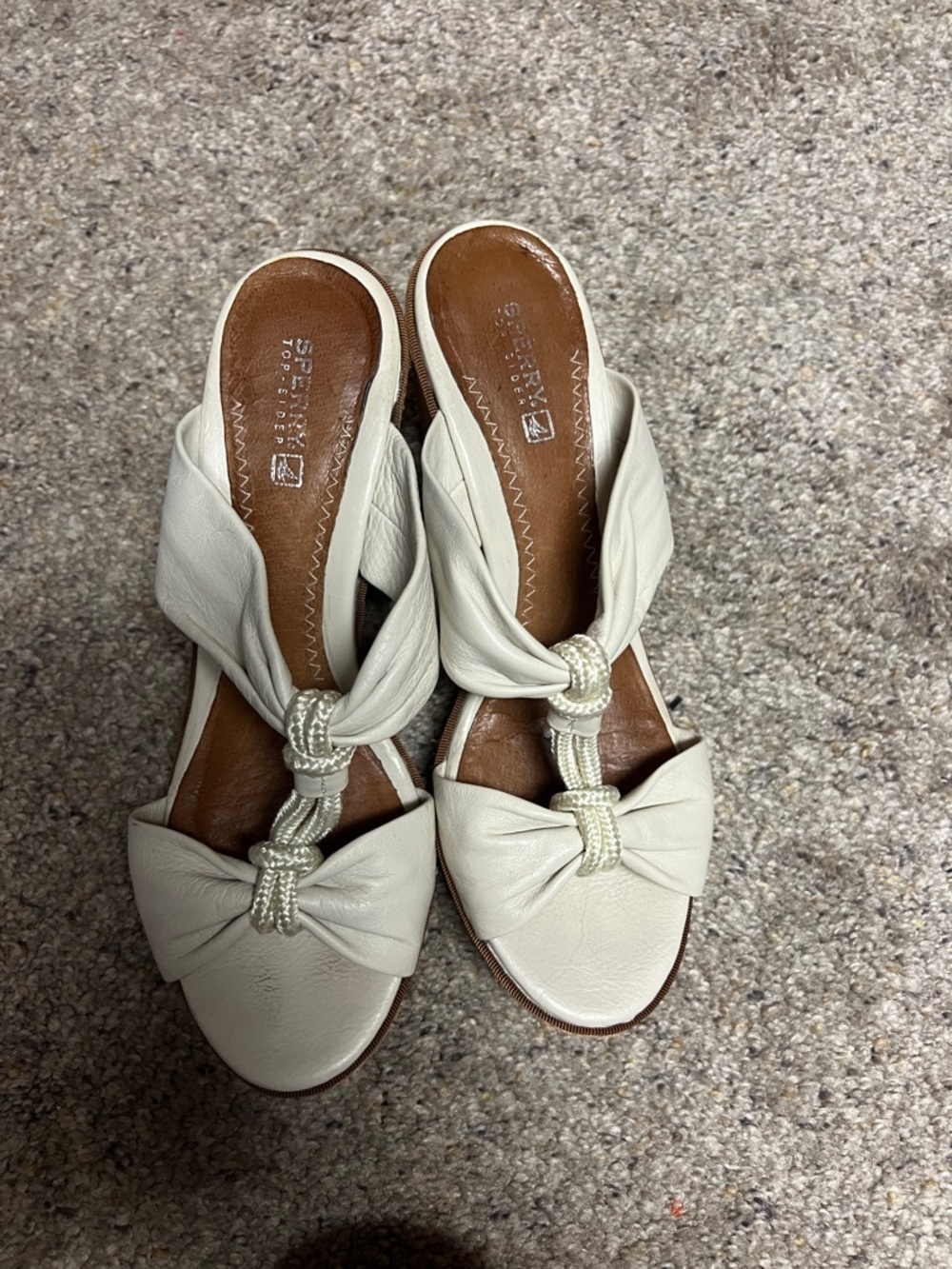 Sperry Cream Knotted Leather Slide Mules